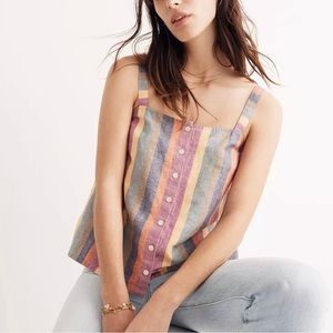 Madewell rainbow striped button down tank top; never worn. Size S
